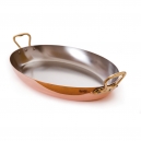 MAUVIEL 6724 - M'héritage Collection - Copper & Stainless steel Oval Pan with bronze handles 