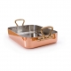 MAUVIEL 2155 - M'tradition Collection - Copper tin inside & Stainless Steel Rectangular Roasting Pan, bronze handles